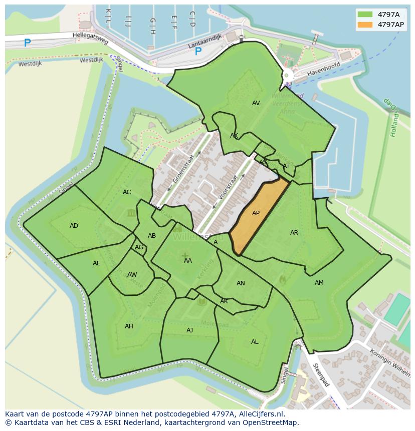 Afbeelding van het postcodegebied 4797 AP op de kaart.