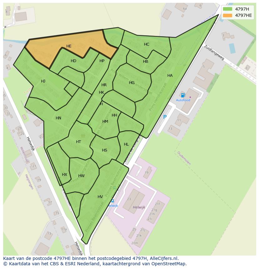 Afbeelding van het postcodegebied 4797 HE op de kaart.