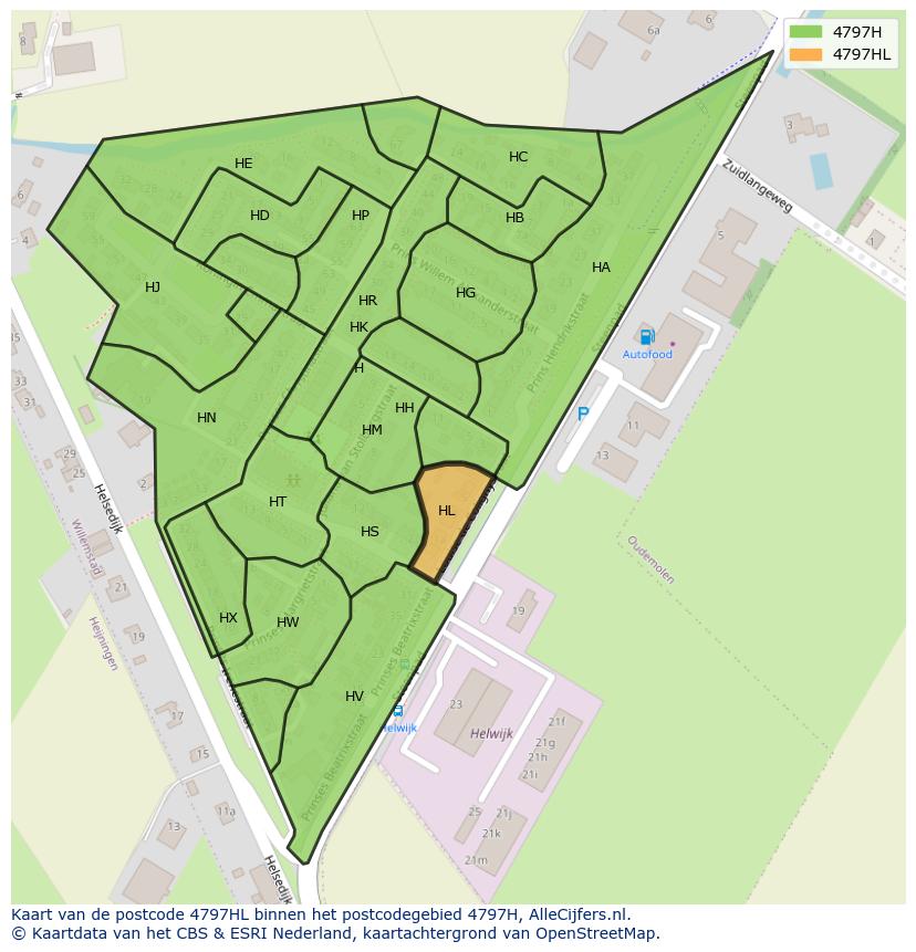 Afbeelding van het postcodegebied 4797 HL op de kaart.