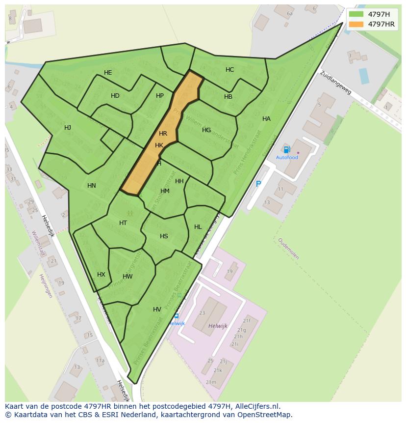 Afbeelding van het postcodegebied 4797 HR op de kaart.