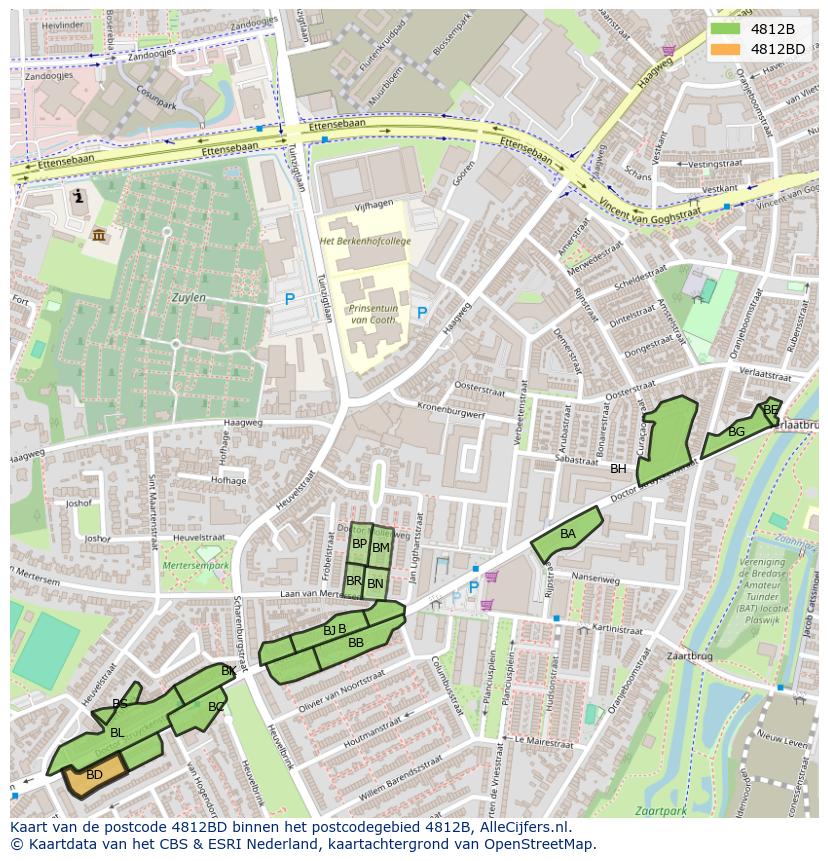 Afbeelding van het postcodegebied 4812 BD op de kaart.
