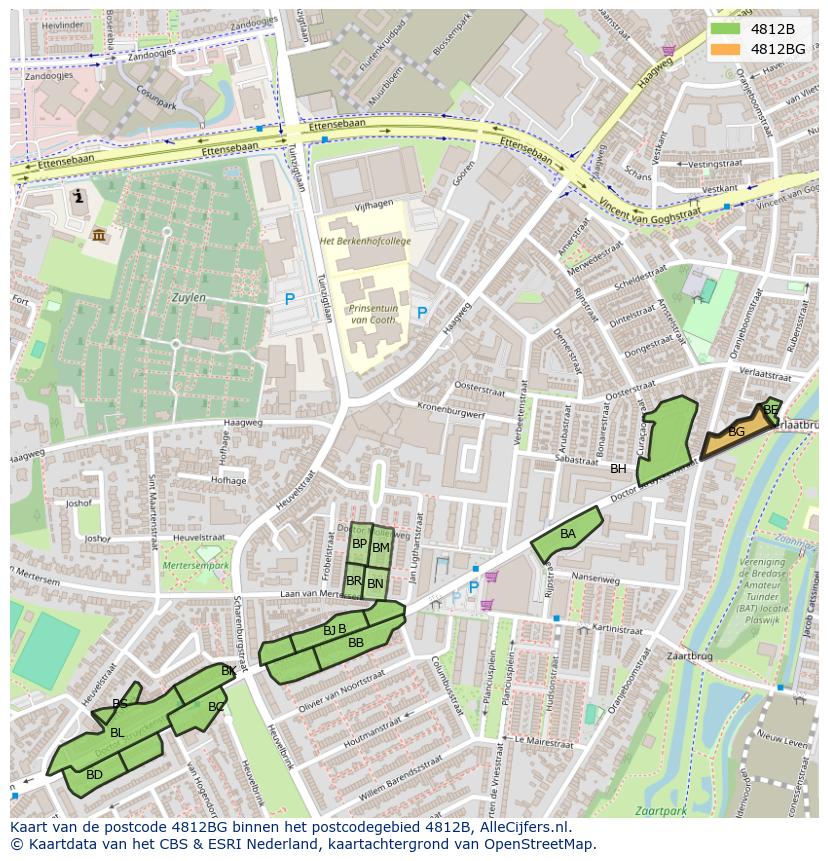 Afbeelding van het postcodegebied 4812 BG op de kaart.
