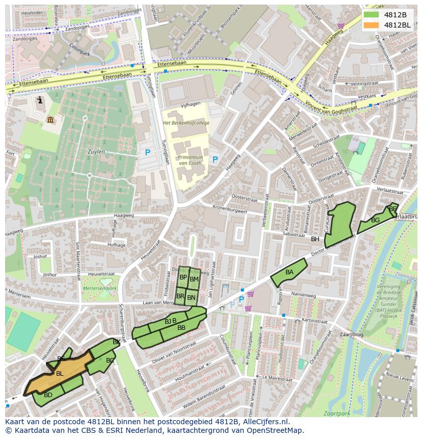 Afbeelding van het postcodegebied 4812 BL op de kaart.