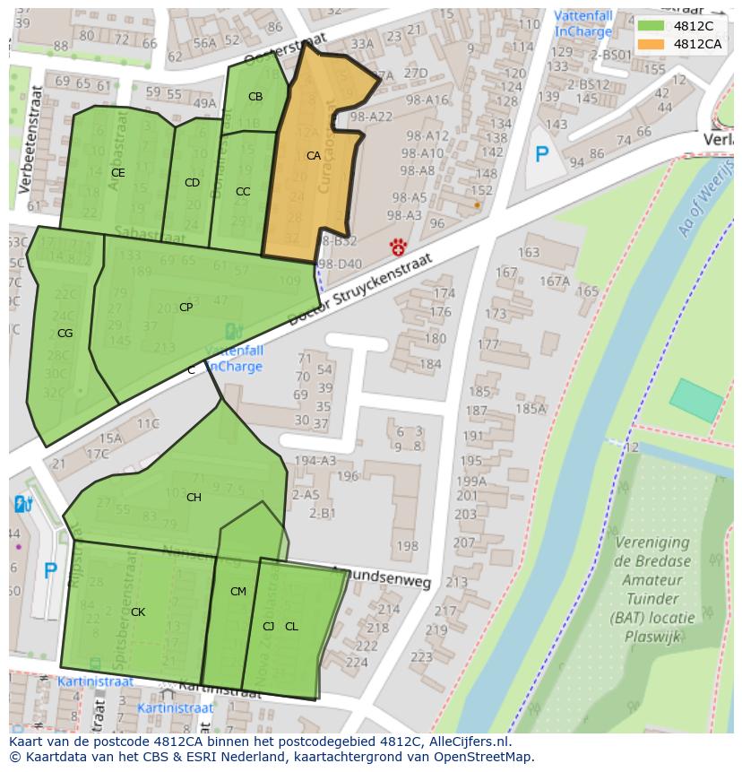 Afbeelding van het postcodegebied 4812 CA op de kaart.