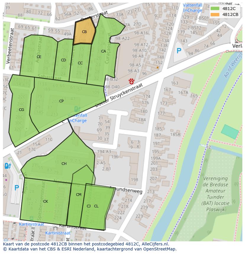 Afbeelding van het postcodegebied 4812 CB op de kaart.