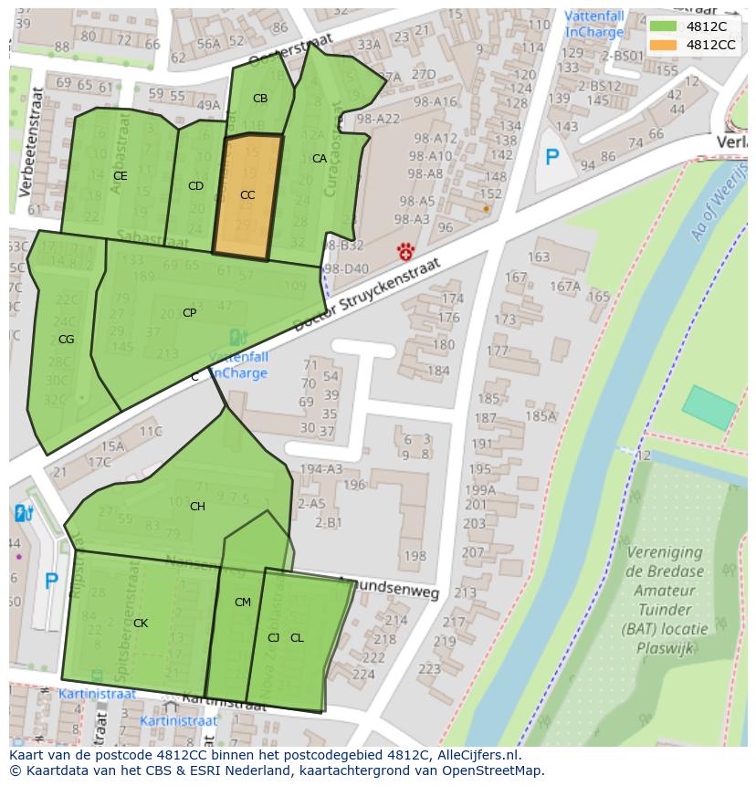 Afbeelding van het postcodegebied 4812 CC op de kaart.