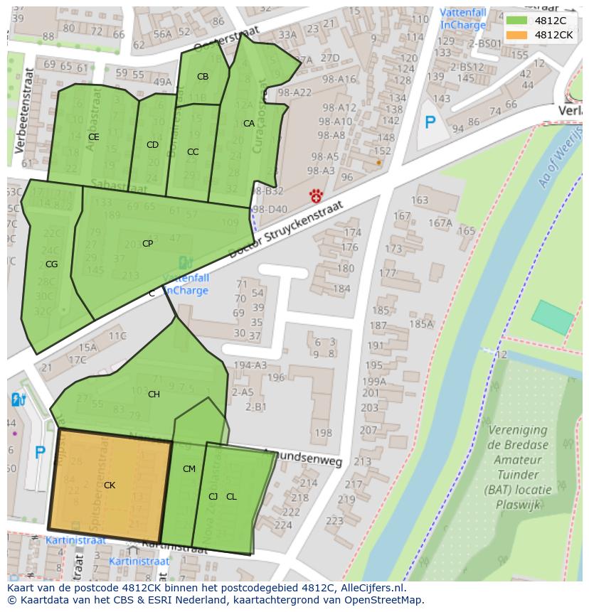 Afbeelding van het postcodegebied 4812 CK op de kaart.
