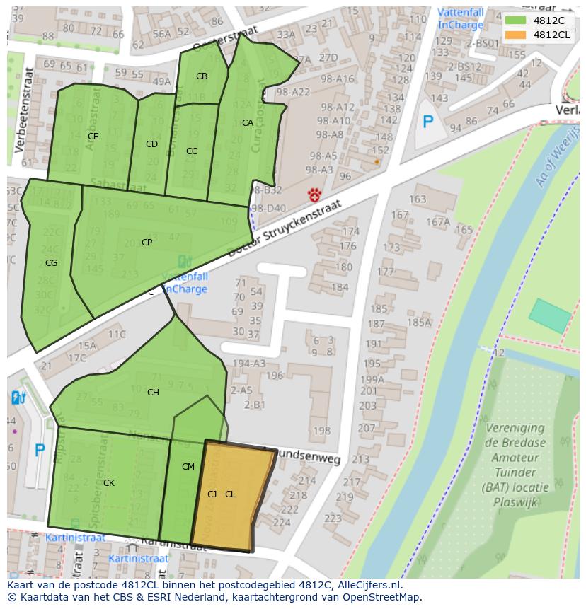 Afbeelding van het postcodegebied 4812 CL op de kaart.