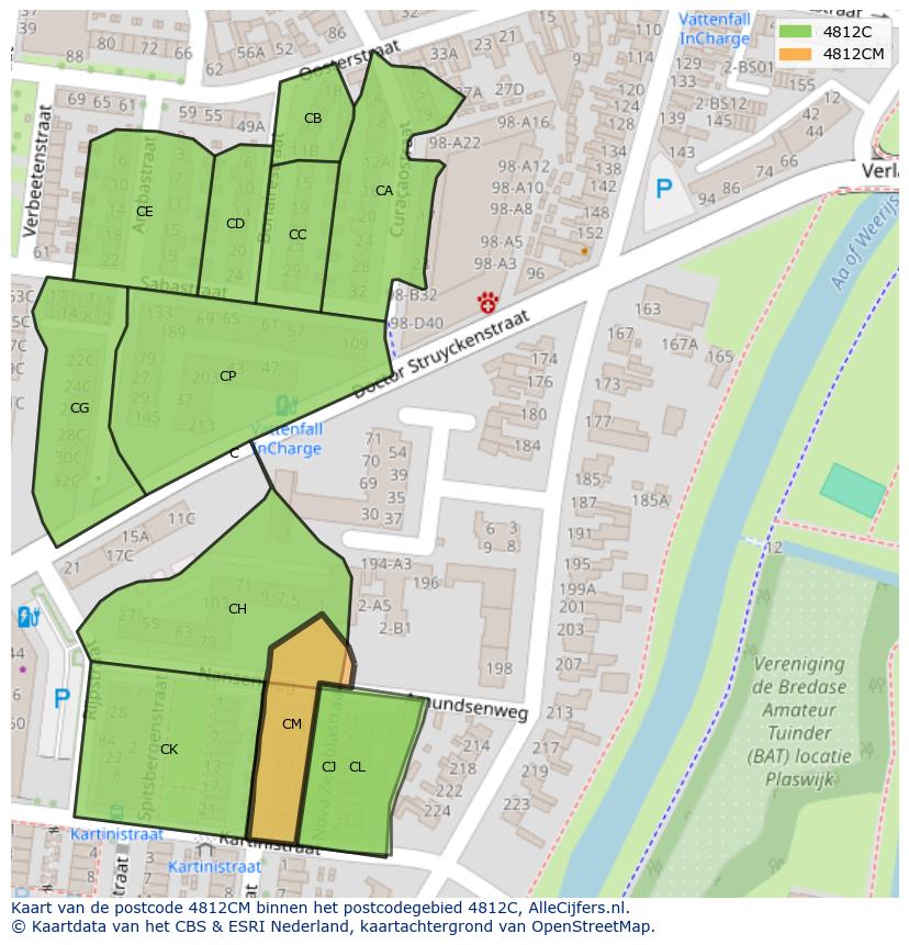 Afbeelding van het postcodegebied 4812 CM op de kaart.