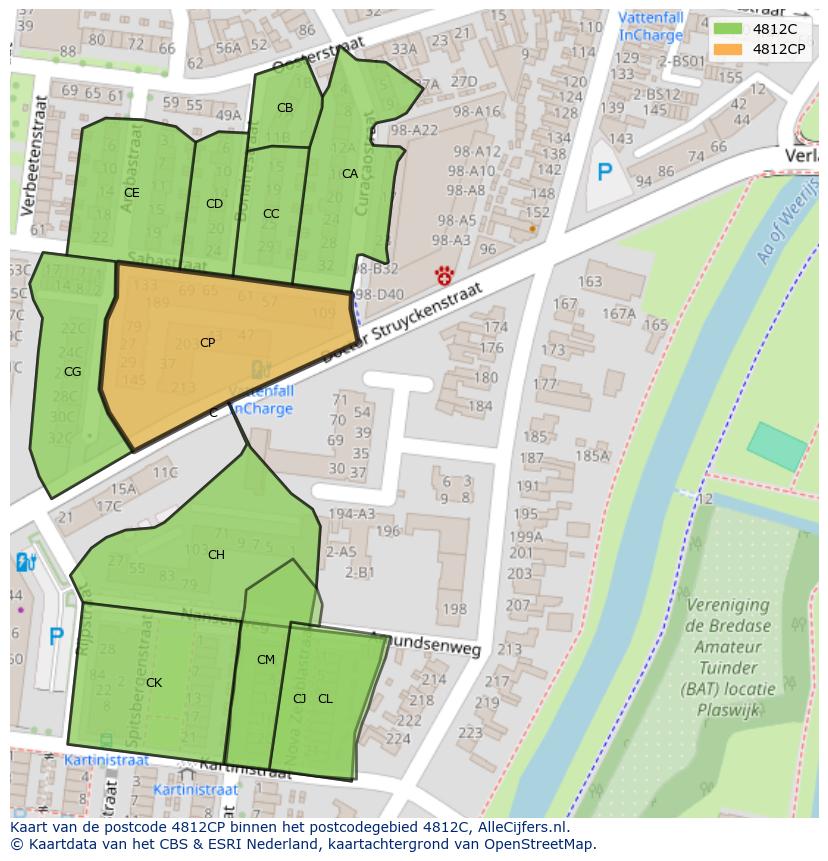 Afbeelding van het postcodegebied 4812 CP op de kaart.