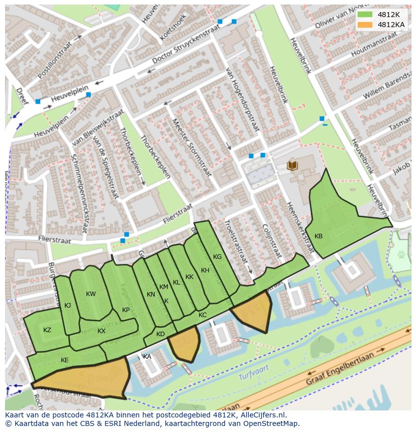 Afbeelding van het postcodegebied 4812 KA op de kaart.