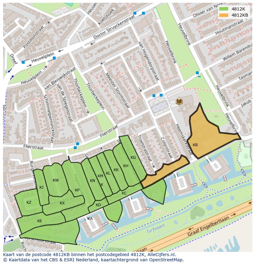 Afbeelding van het postcodegebied 4812 KB op de kaart.