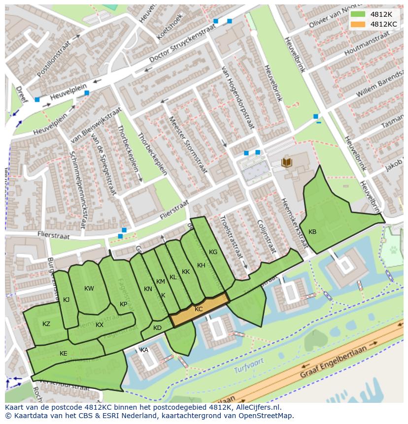 Afbeelding van het postcodegebied 4812 KC op de kaart.