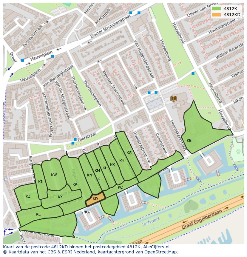Afbeelding van het postcodegebied 4812 KD op de kaart.