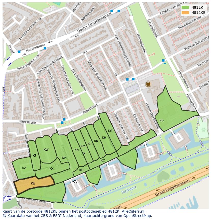 Afbeelding van het postcodegebied 4812 KE op de kaart.