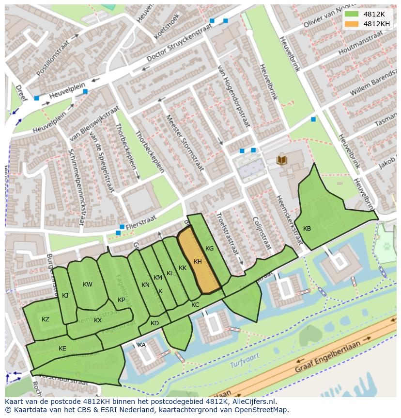 Afbeelding van het postcodegebied 4812 KH op de kaart.