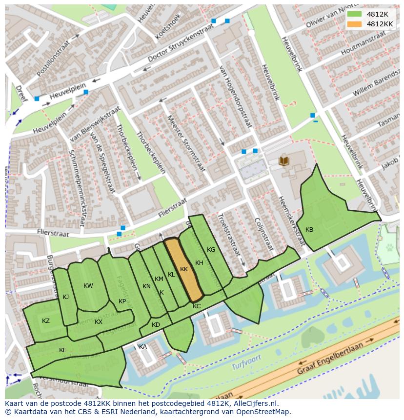 Afbeelding van het postcodegebied 4812 KK op de kaart.