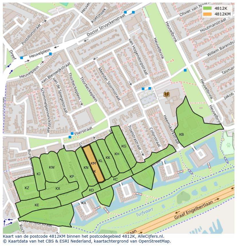 Afbeelding van het postcodegebied 4812 KM op de kaart.