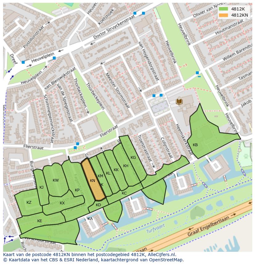 Afbeelding van het postcodegebied 4812 KN op de kaart.