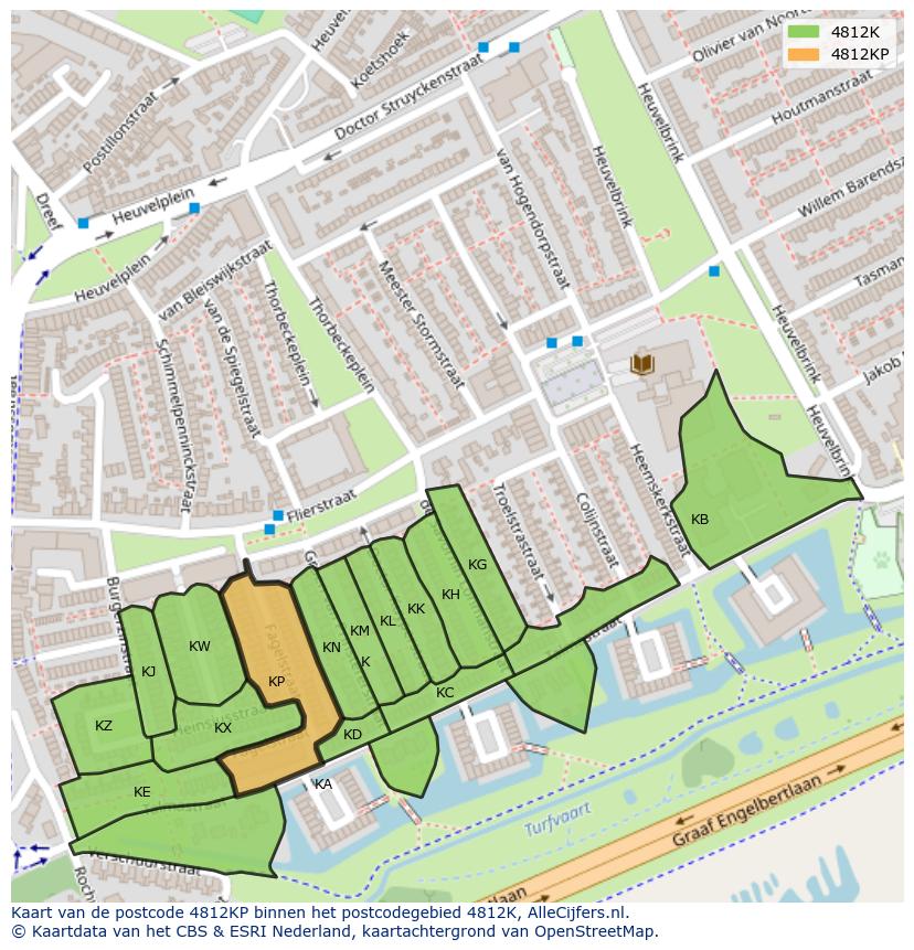 Afbeelding van het postcodegebied 4812 KP op de kaart.