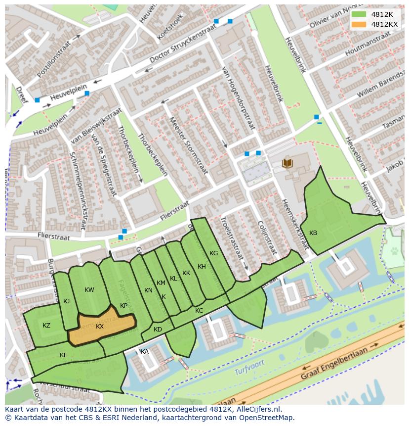 Afbeelding van het postcodegebied 4812 KX op de kaart.