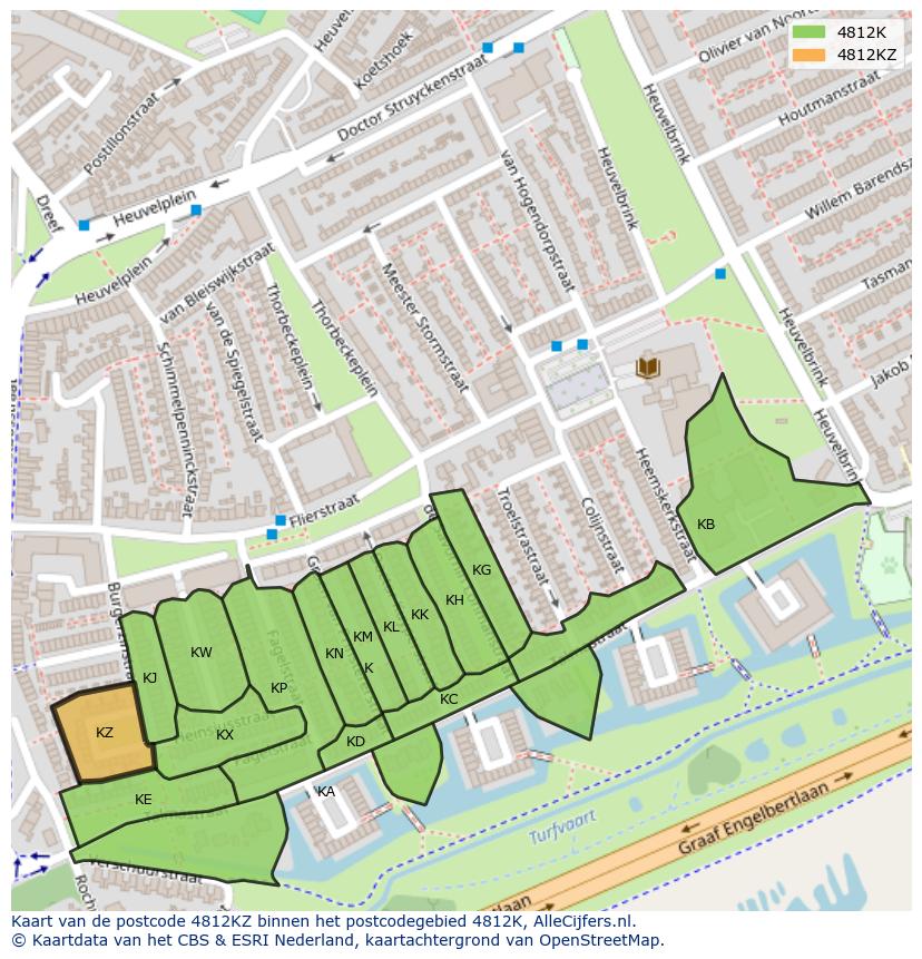 Afbeelding van het postcodegebied 4812 KZ op de kaart.