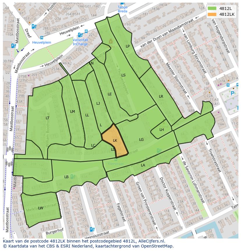 Afbeelding van het postcodegebied 4812 LK op de kaart.