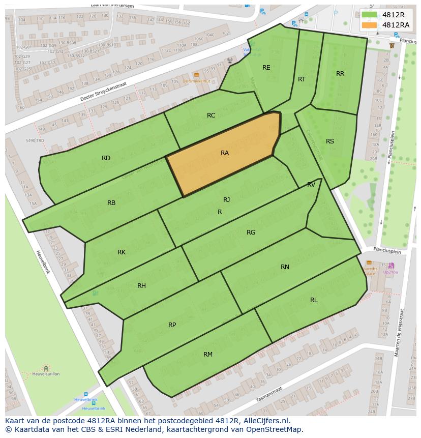 Afbeelding van het postcodegebied 4812 RA op de kaart.