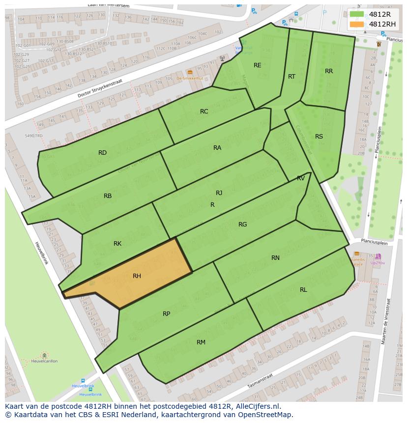 Afbeelding van het postcodegebied 4812 RH op de kaart.