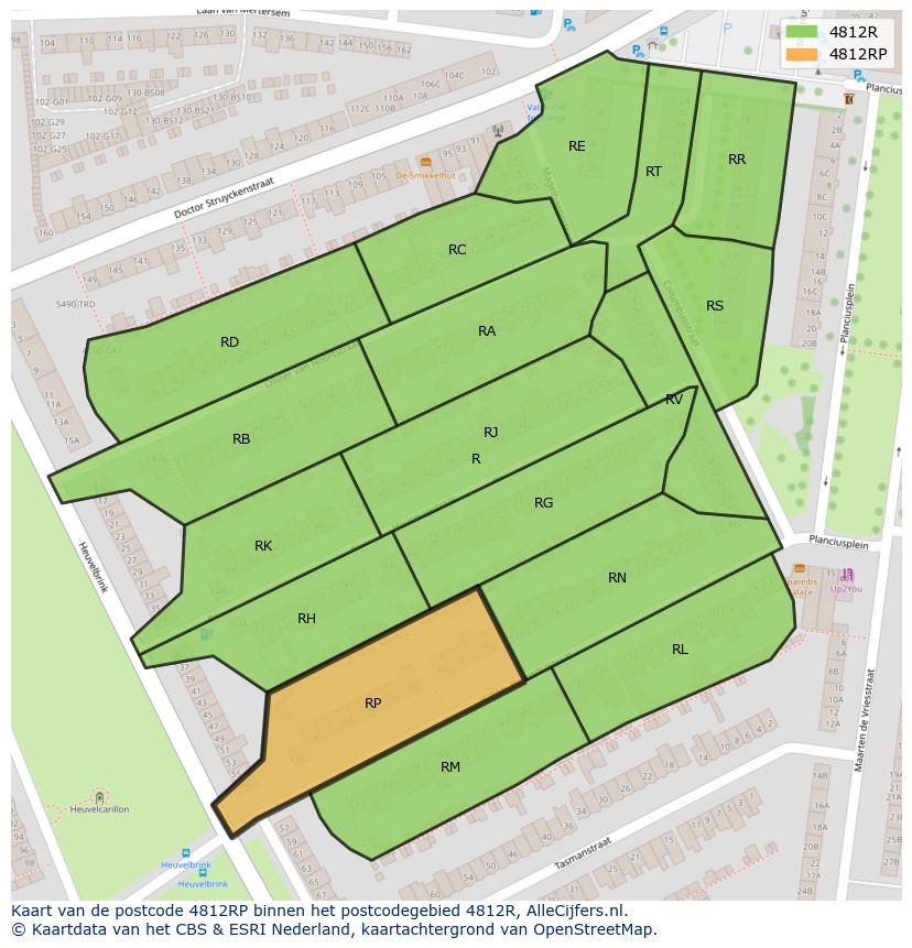 Afbeelding van het postcodegebied 4812 RP op de kaart.