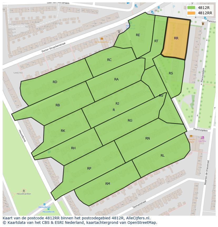 Afbeelding van het postcodegebied 4812 RR op de kaart.