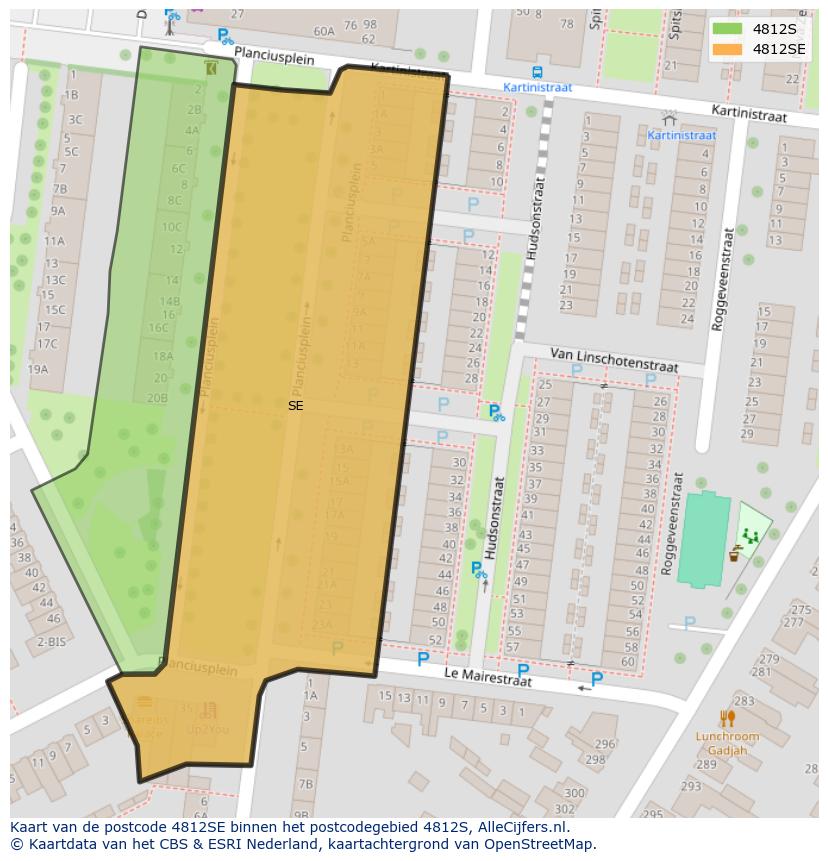 Afbeelding van het postcodegebied 4812 SE op de kaart.