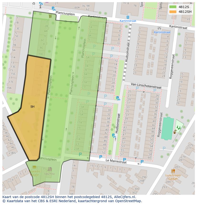 Afbeelding van het postcodegebied 4812 SH op de kaart.