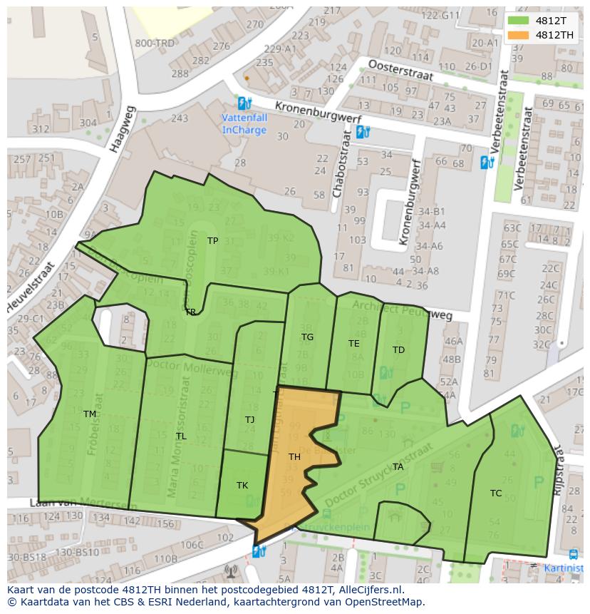 Afbeelding van het postcodegebied 4812 TH op de kaart.