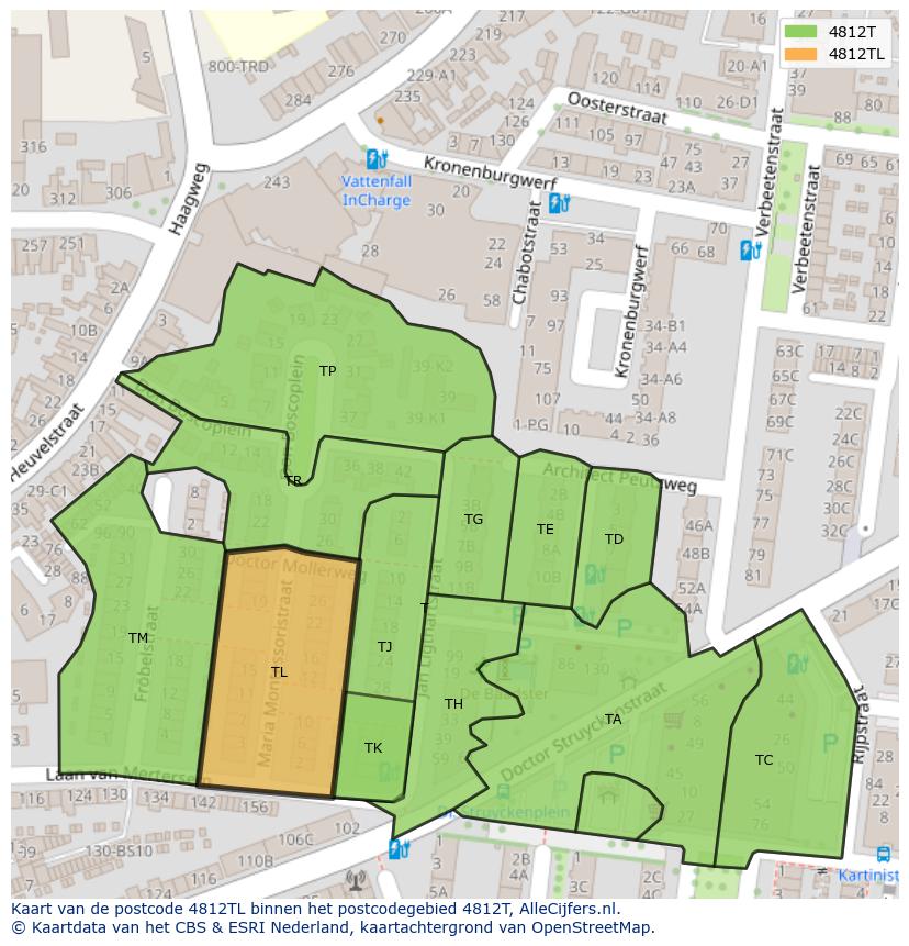 Afbeelding van het postcodegebied 4812 TL op de kaart.