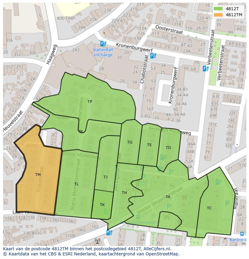 Afbeelding van het postcodegebied 4812 TM op de kaart.