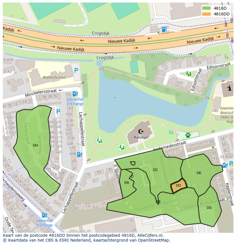 Afbeelding van het postcodegebied 4816 DD op de kaart.