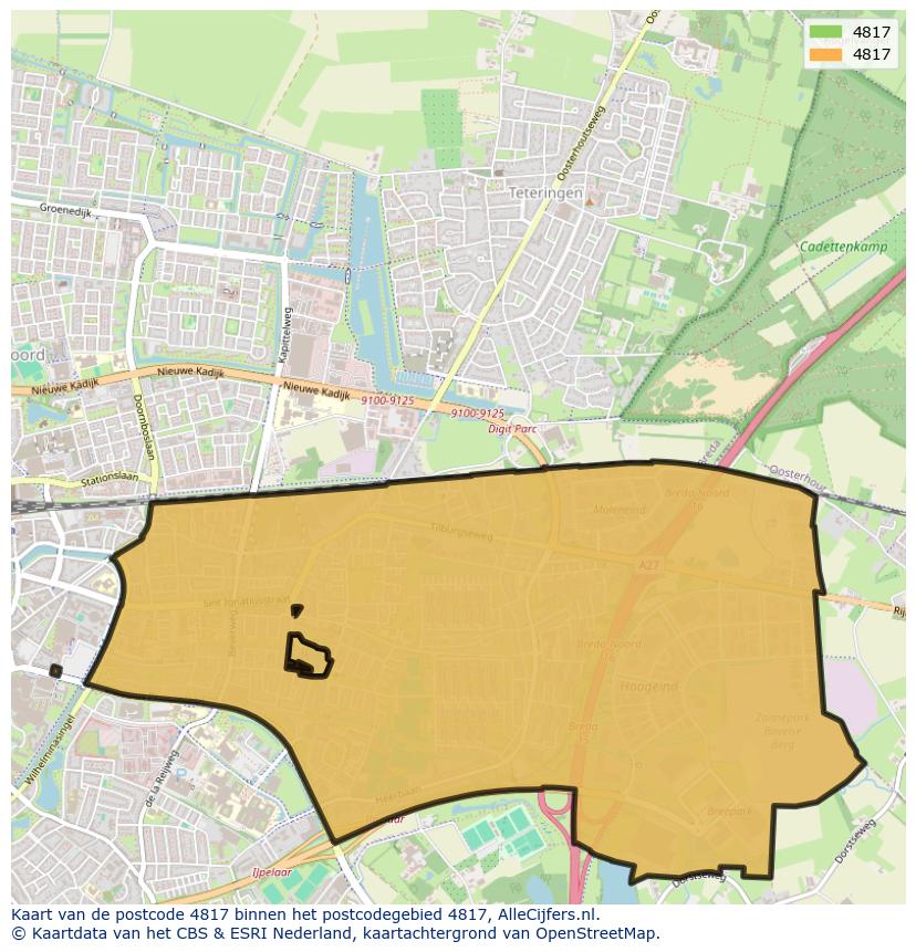 Afbeelding van het postcodegebied 4817 op de kaart.