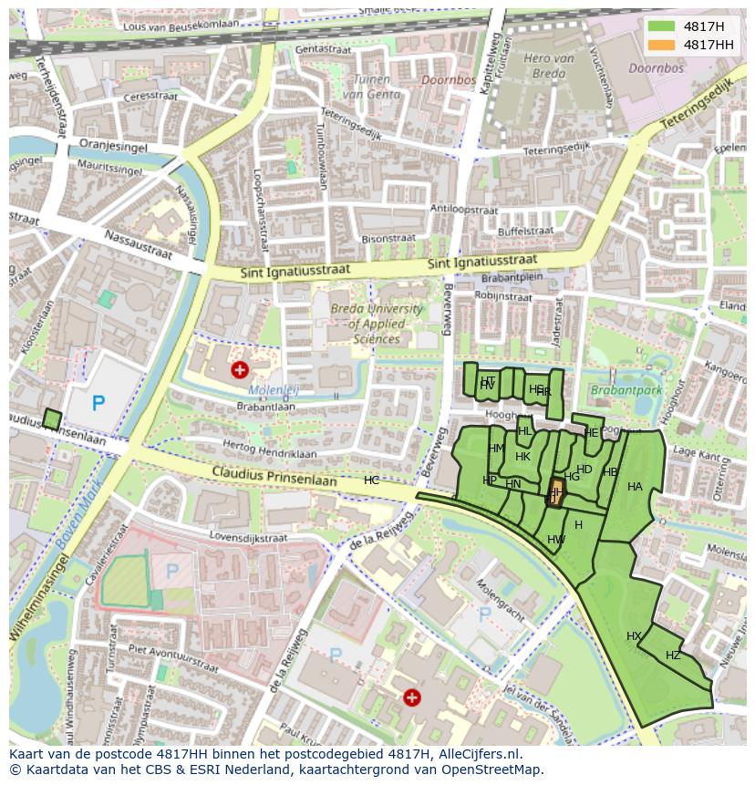 Afbeelding van het postcodegebied 4817 HH op de kaart.