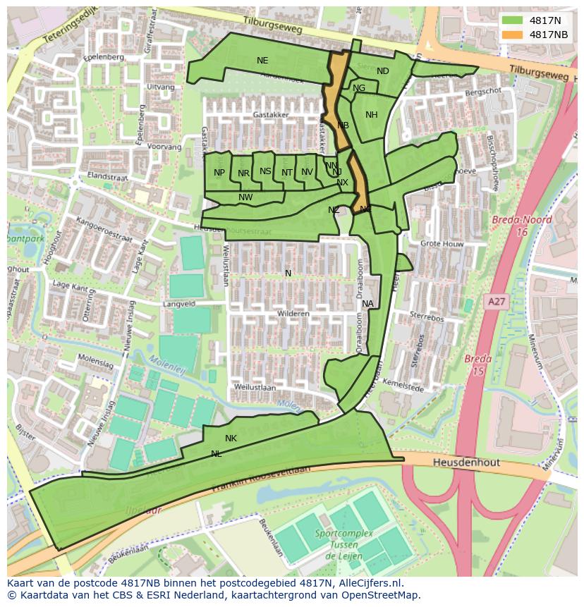 Afbeelding van het postcodegebied 4817 NB op de kaart.