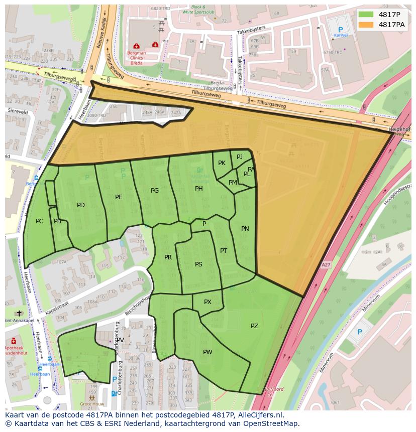 Afbeelding van het postcodegebied 4817 PA op de kaart.
