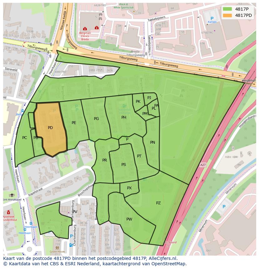 Afbeelding van het postcodegebied 4817 PD op de kaart.