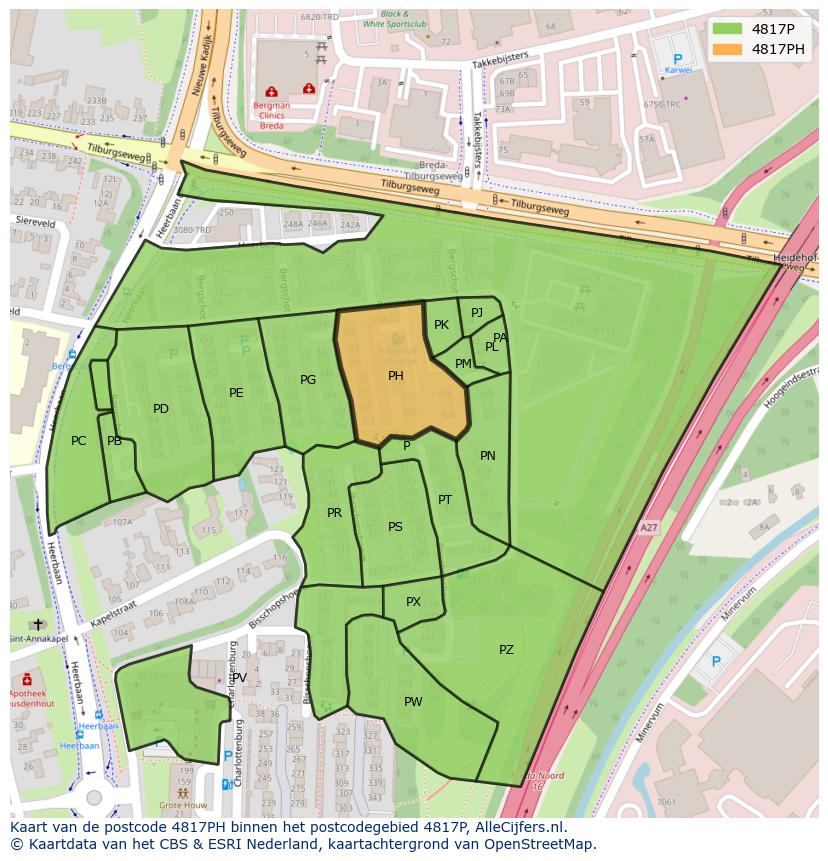 Afbeelding van het postcodegebied 4817 PH op de kaart.