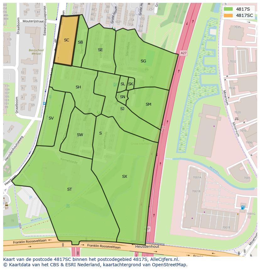 Afbeelding van het postcodegebied 4817 SC op de kaart.