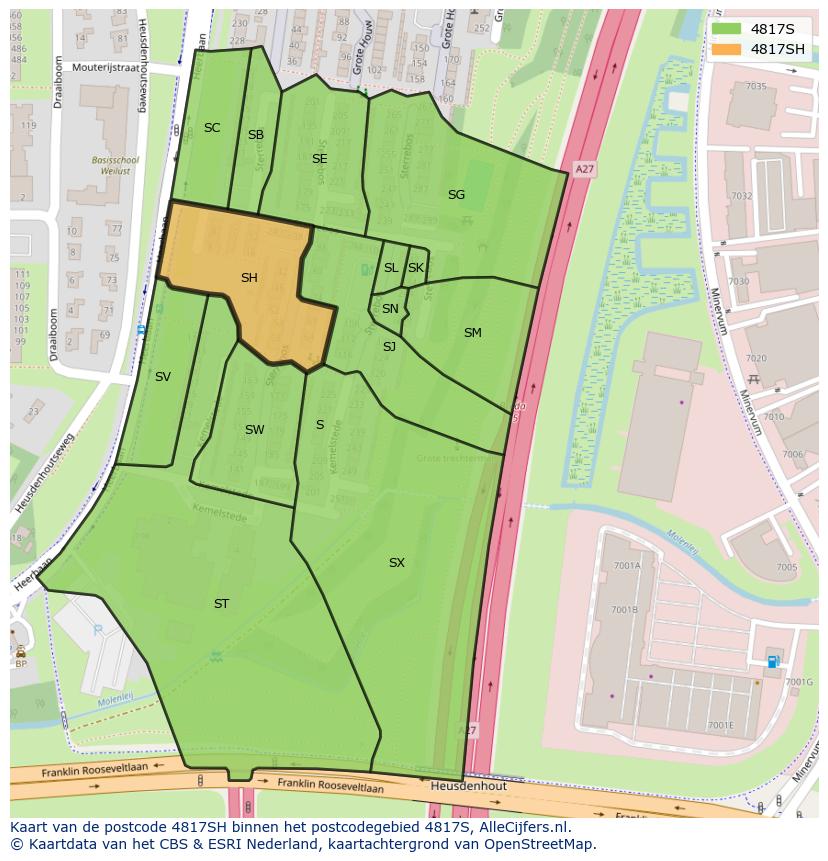 Afbeelding van het postcodegebied 4817 SH op de kaart.