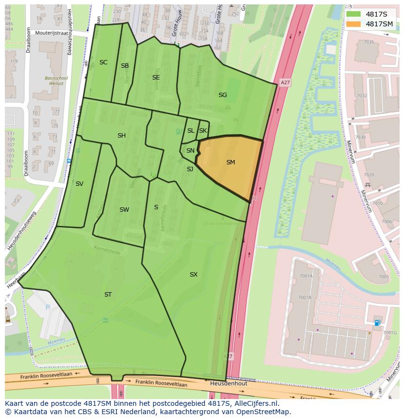 Afbeelding van het postcodegebied 4817 SM op de kaart.