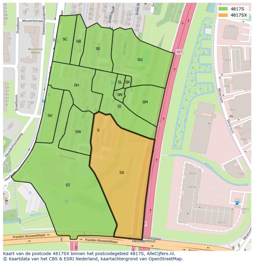 Afbeelding van het postcodegebied 4817 SX op de kaart.