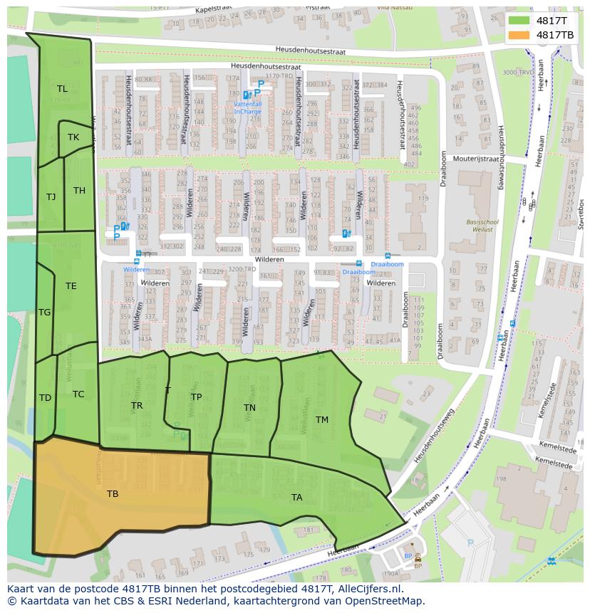 Afbeelding van het postcodegebied 4817 TB op de kaart.