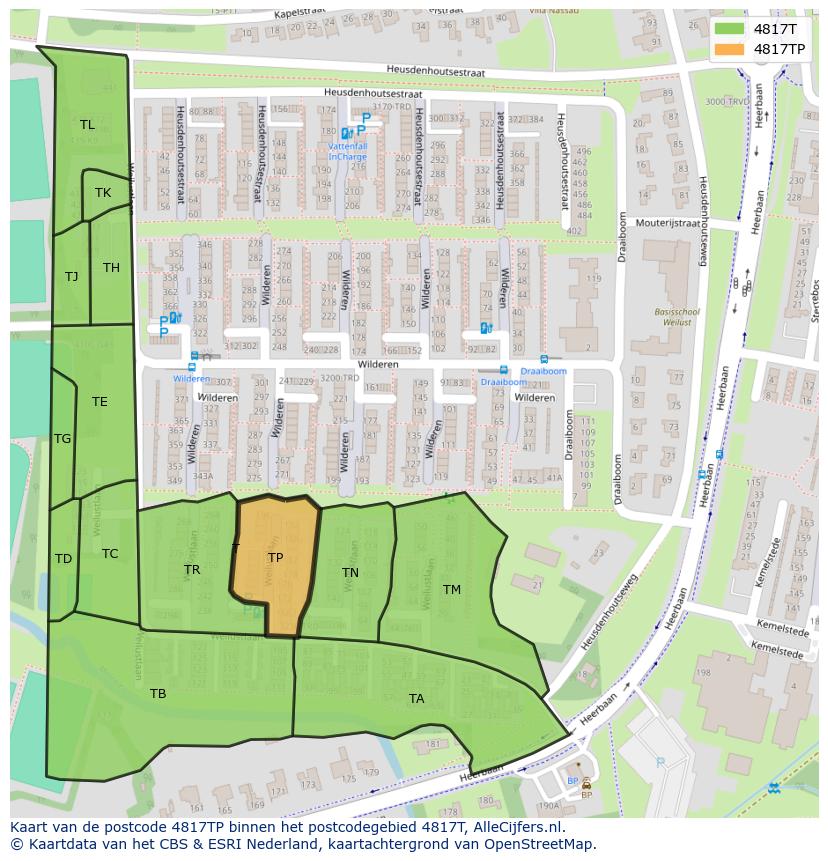 Afbeelding van het postcodegebied 4817 TP op de kaart.