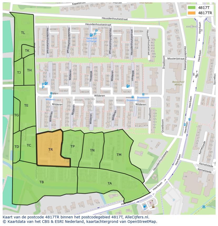 Afbeelding van het postcodegebied 4817 TR op de kaart.